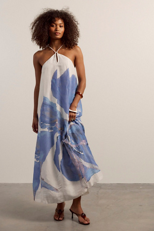 knee length dresses for ladies Maline Linen Maxi Dress Keizer Floral – Sugarlips