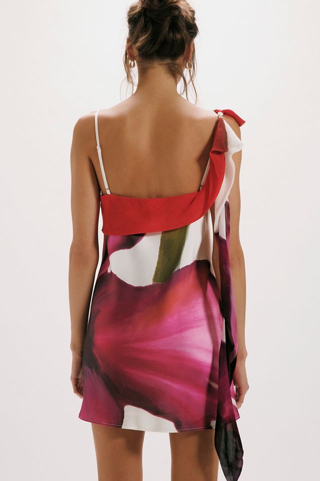 cowl neck backless mini dress Luxe Satin Cowl Tie-Back Mini Dress