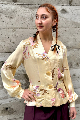 1970’s Print Button Floral Blouse-Jacket  Selected by Nomad Vintage