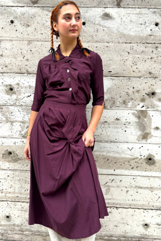1990’s Avant-Garde Plum Blouse & Skirt Set Selected by Nomad Vintage