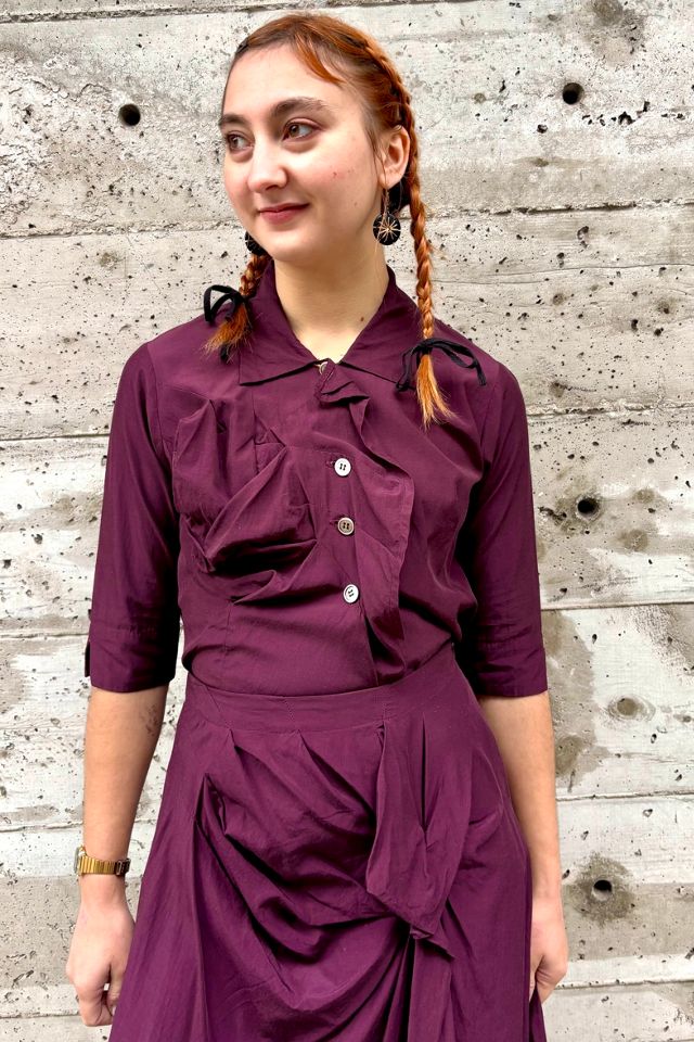 1990’s Avant-Garde Plum Blouse & Skirt Set Selected by Nomad Vintage #1