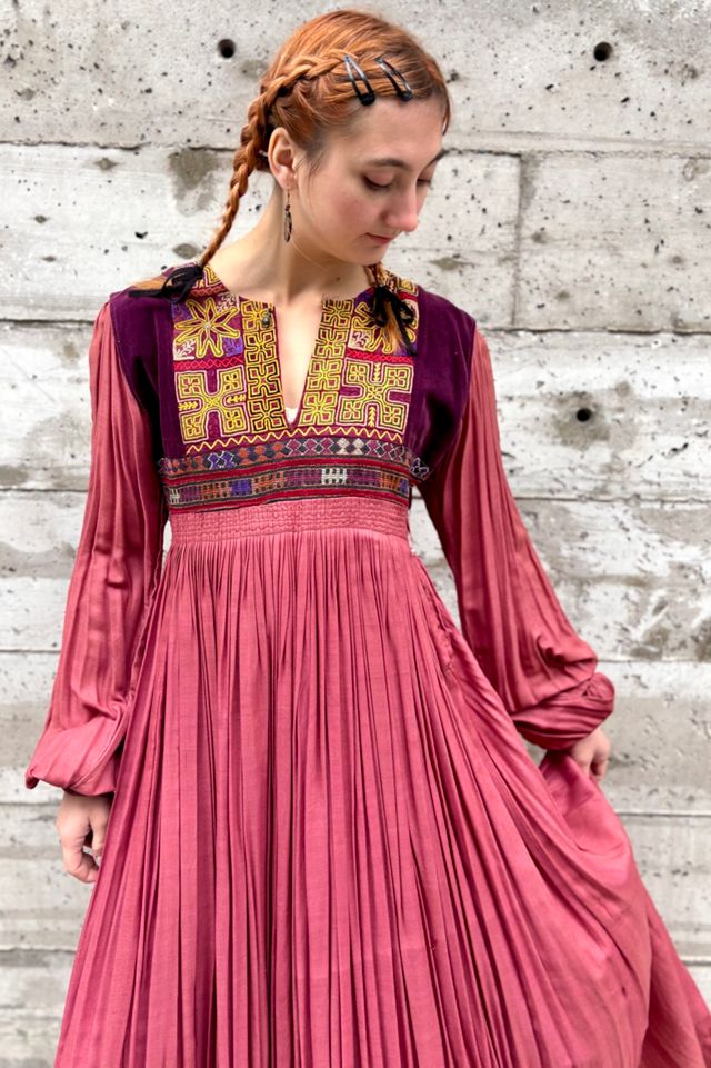1970’s Bohemian Ethnic Red Embroidered Dress Selected by Nomad Vintage #2