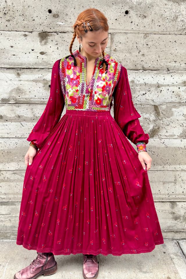1970’s Pink Embroidered Ethnic Boho Dress Selected by Nomad Vintage #1