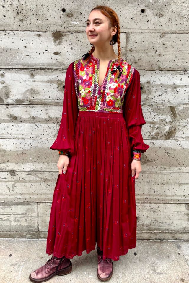 1970’s Pink Embroidered Ethnic Boho Dress Selected by Nomad Vintage #2