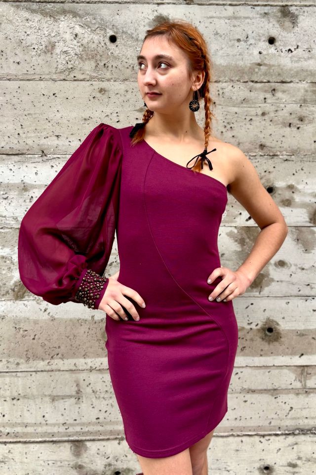 1990’s Maroon One Sleeve Dress Selected by Nomad Vintage #3