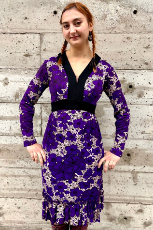 Vintage 1960’s Purple Floral Print Dress Selected by Nomad Vintage