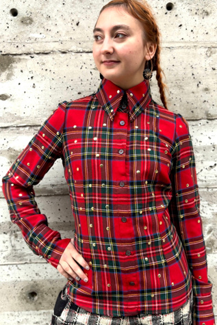 Vintage Dolce & Gabbana Tartan Studded Top Selected by Nomad Vintage