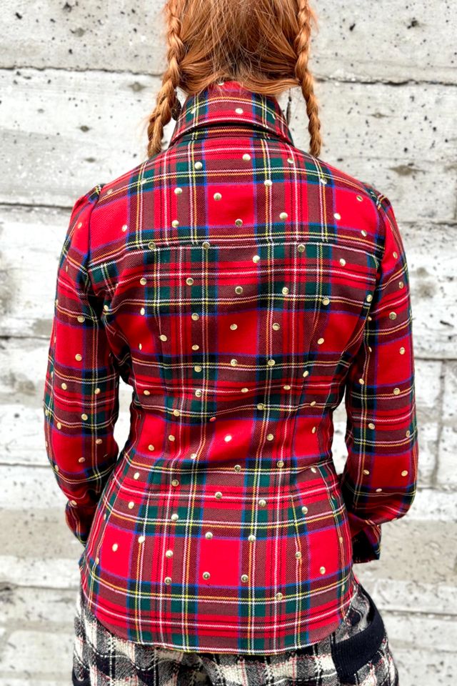 Vintage Dolce & Gabbana Tartan Studded Top Selected by Nomad Vintage #1