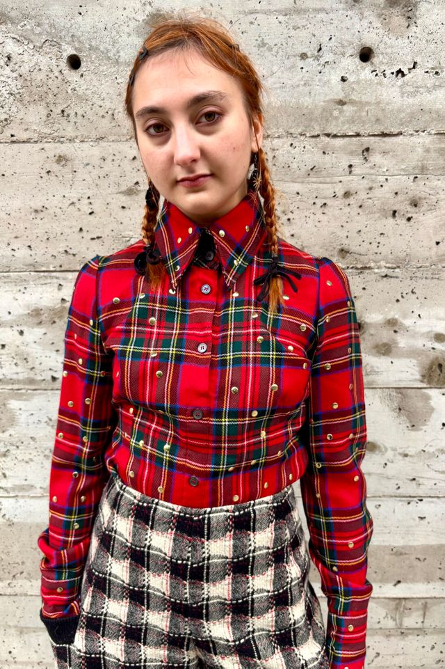 Vintage Dolce & Gabbana Tartan Studded Top Selected by Nomad Vintage #2