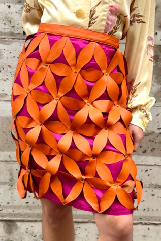 Vintage Floral Leather Cut-Out Skirt Selected by Nomad Vintage