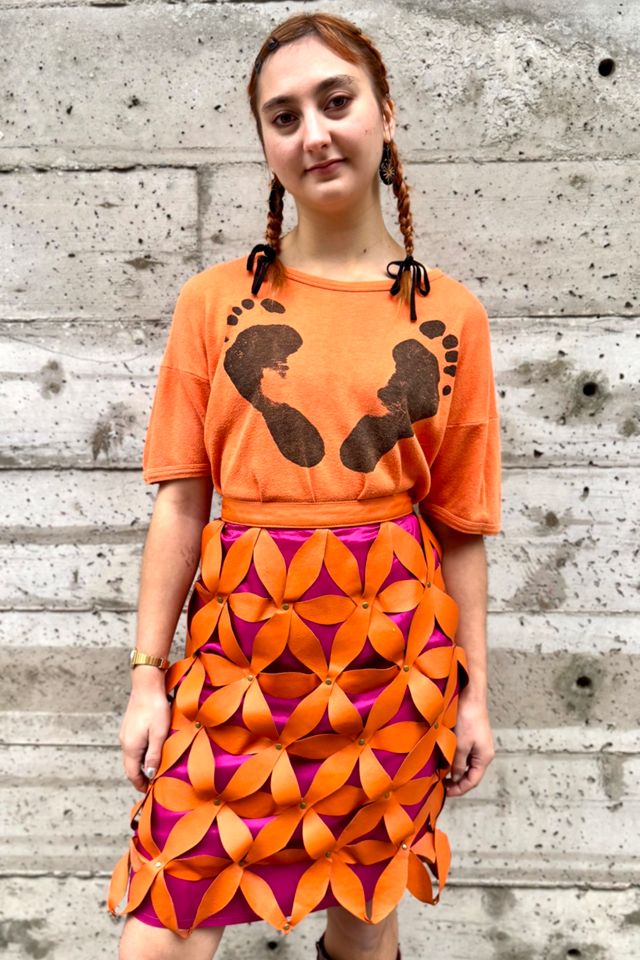 Vintage Floral Leather Cut-Out Skirt Selected by Nomad Vintage #2