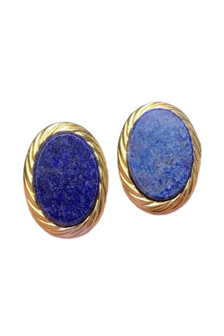 Vintage 14k Gold + Lapis Stud Earrings Selected by Lux Revival