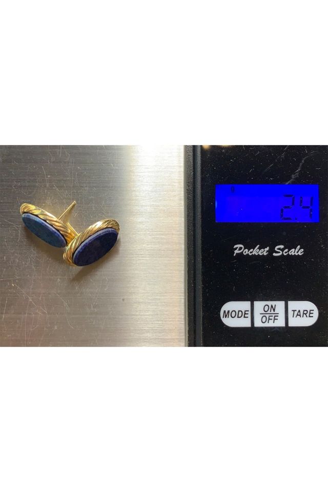 Vintage 14k Gold + Lapis Stud Earrings Selected by Lux Revival #3