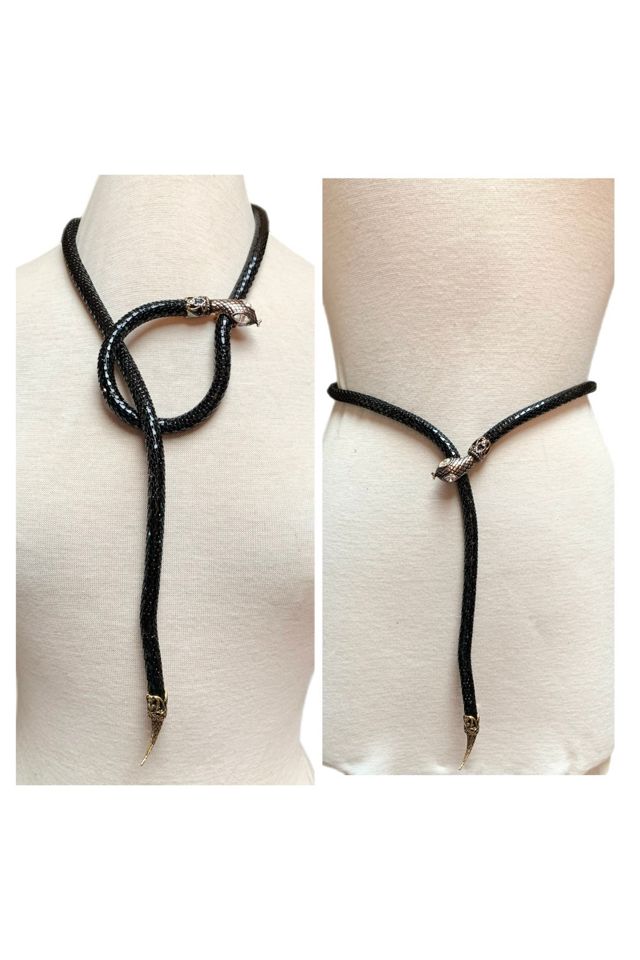 Vintage DL Auld Black Mesh Snake Necklace or Belt Selected by Lux Revival #1