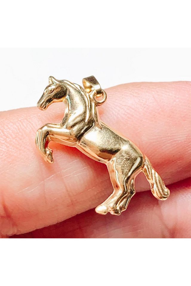 Vintage 14k Gold Rearing Horse Pendant Charm Selected by Lux Revival #2