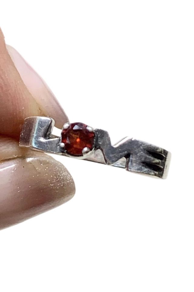 Vintage Sterling “Love” Ring with Garnet Selected by Lux Revival #3