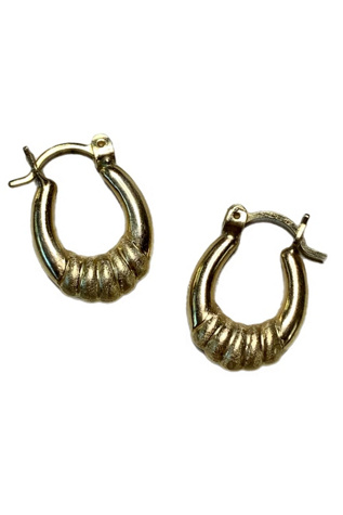 Vintage 14k Gold Croissant Hoop Earrings Selected by Lux Revival