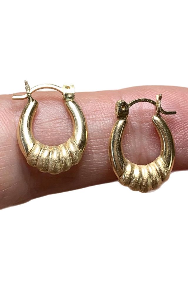 Vintage 14k Gold Croissant Hoop Earrings Selected by Lux Revival #1