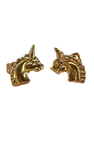 Vintage 14k Gold Unicorn Stud Earrings Selected by Lux Revival