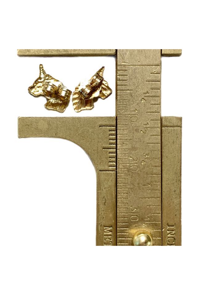 Vintage 14k Gold Unicorn Stud Earrings Selected by Lux Revival #1