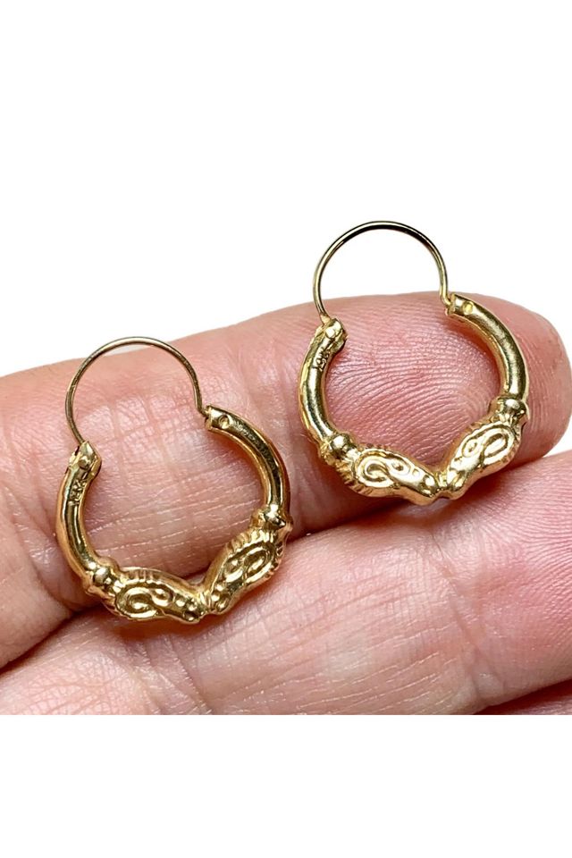 Vintage 14k Gold Double Ram Hoop Earrings Selected by Lux Revival #1