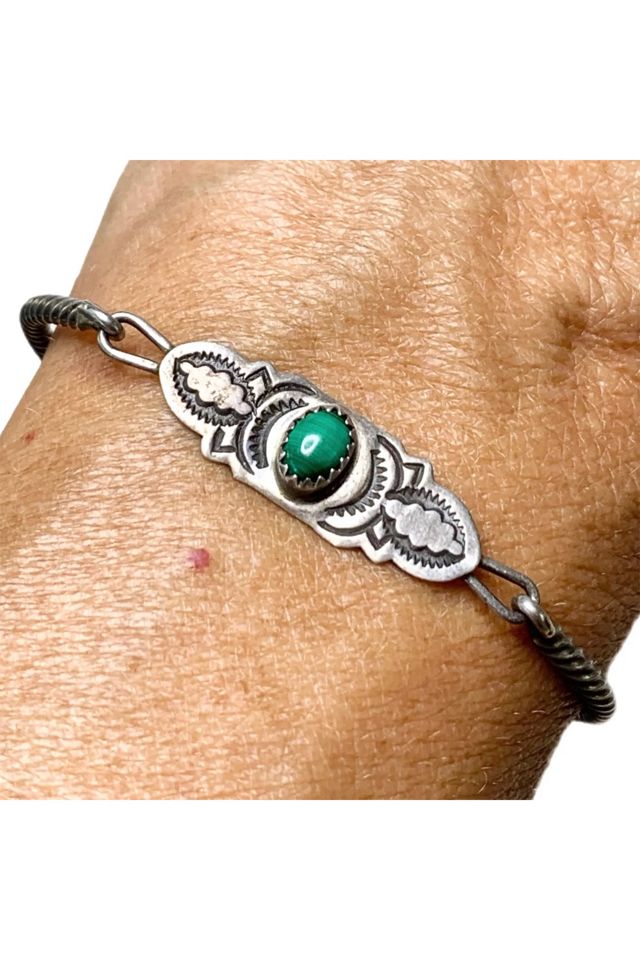 Vintage Sterling Southwestern Bracelet with Malachite Selected by Lux Revival #1