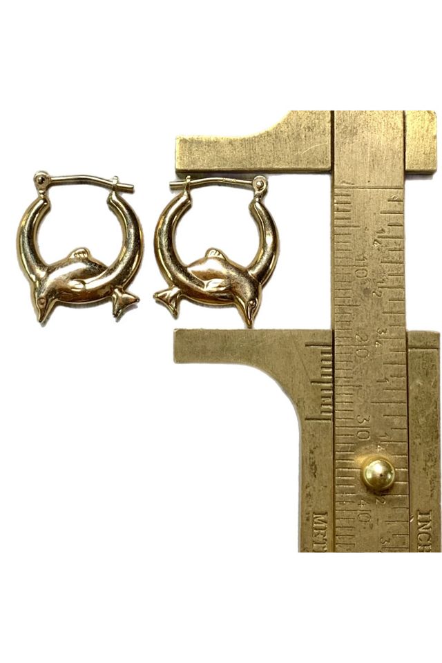 Vintage 10k Gold Dolphin Hoop Earrings Selected by Lux Revival #2
