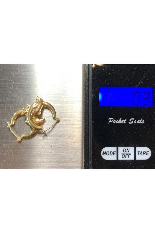 Vintage 10k Gold Dolphin Hoop Earrings Selected by Lux Revival #3