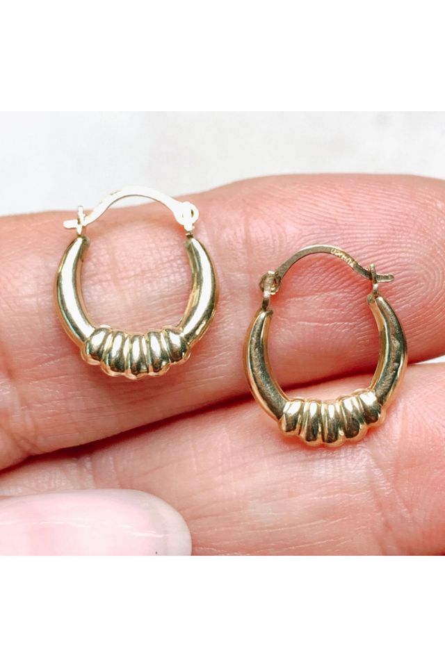 Vintage 10k Gold Puffy Hoop Earrings Selected by Lux Revival #1