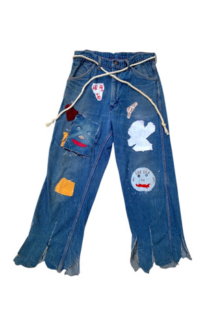 Vintage Folk Art Hand Patched Jeans Selected by SharpLilTeeth