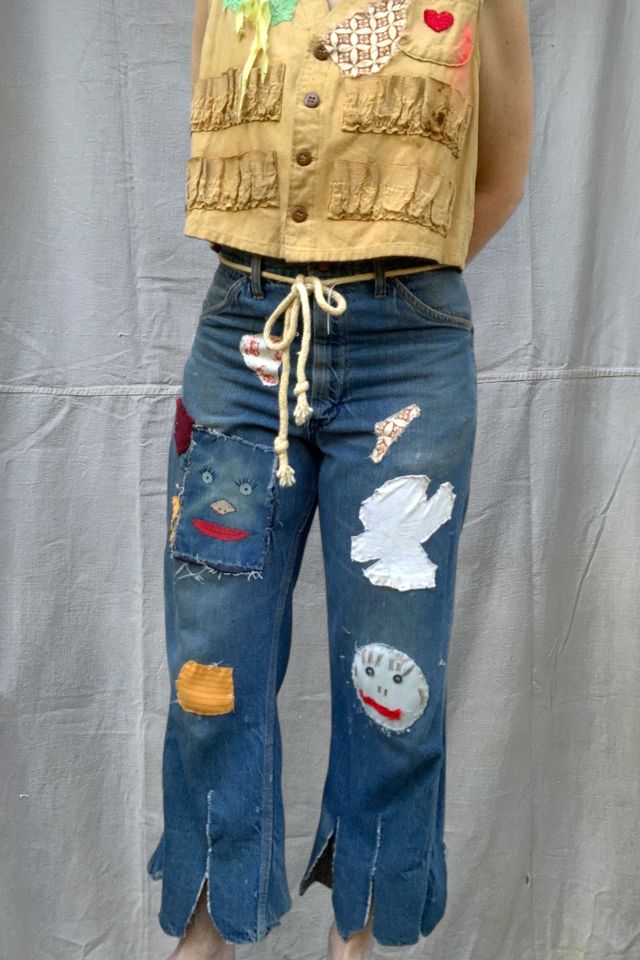 Vintage Folk Art Hand Patched Jeans Selected by SharpLilTeeth #1