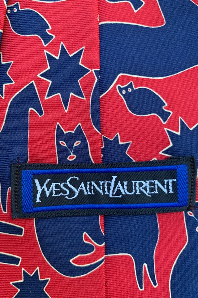 Vintage Yves Saint Laurent Silk Cat Tie Selected by SharpLilTeeth #1