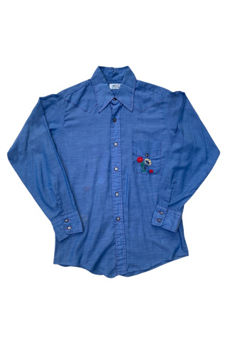 Vintage 1970s Button Down Blouse with Hand Embroidery Selected by SharpLilTeeth