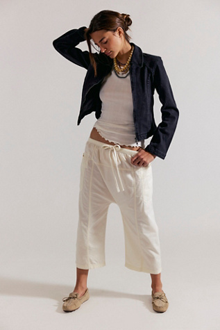 Need You Now Solid Cotton-Poplin Harem Pants at Free People in Tofu, Size: Medium