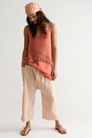 Need You Now Solid Cotton-Poplin Harem Pants at Free People in Apricot Cream, Size: XS