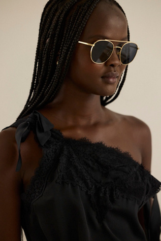 Easton Polarized Sunglasses at Free People in Gold & Black