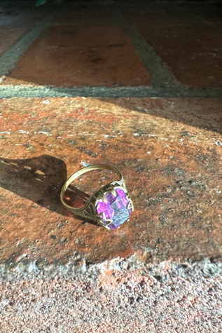 Vintage 1960s Faceted Amethyst Gold Ring Selected by Cherry