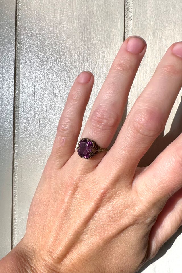 Vintage 1960s Faceted Amethyst Gold Ring Selected by Cherry #2