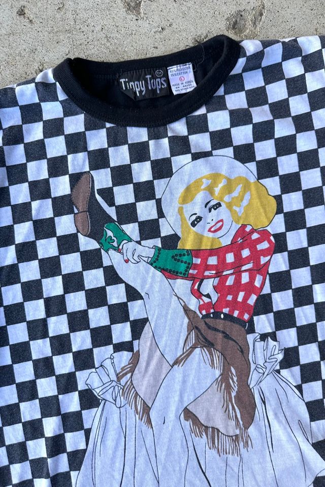 Vintage 1970s New Wave Checkered Cowgirl Tee Selected by Cherry #1