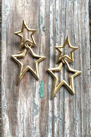 Vintage 1990s Gold Tone Star Earrings Selected by Cherry