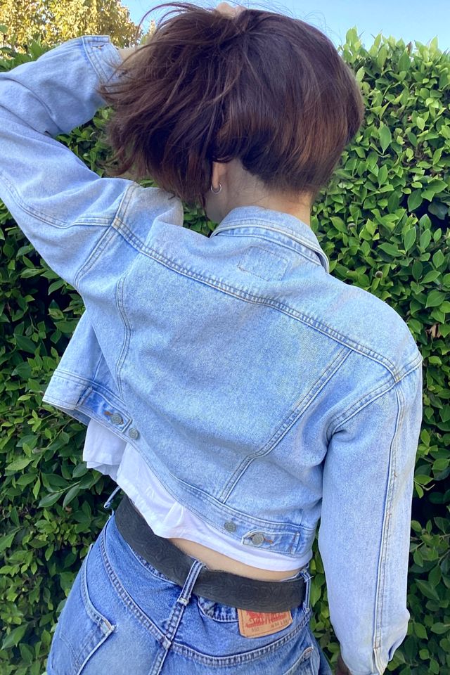 Vintage 1980s Stone Washed Denim Cropped Sequins Jacket Selected by Cherry #1