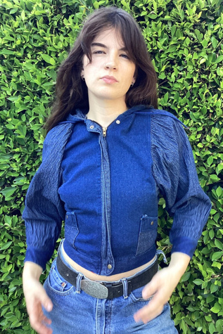 Женская куртка Cherry Vintage 1980s Dolman Sleeve Dark Denim Jacket Selected, цвет: Варёный — фото 3