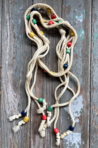 Vintage 1970s Rope and Colored Wooden Block Belt Selected by Cherry