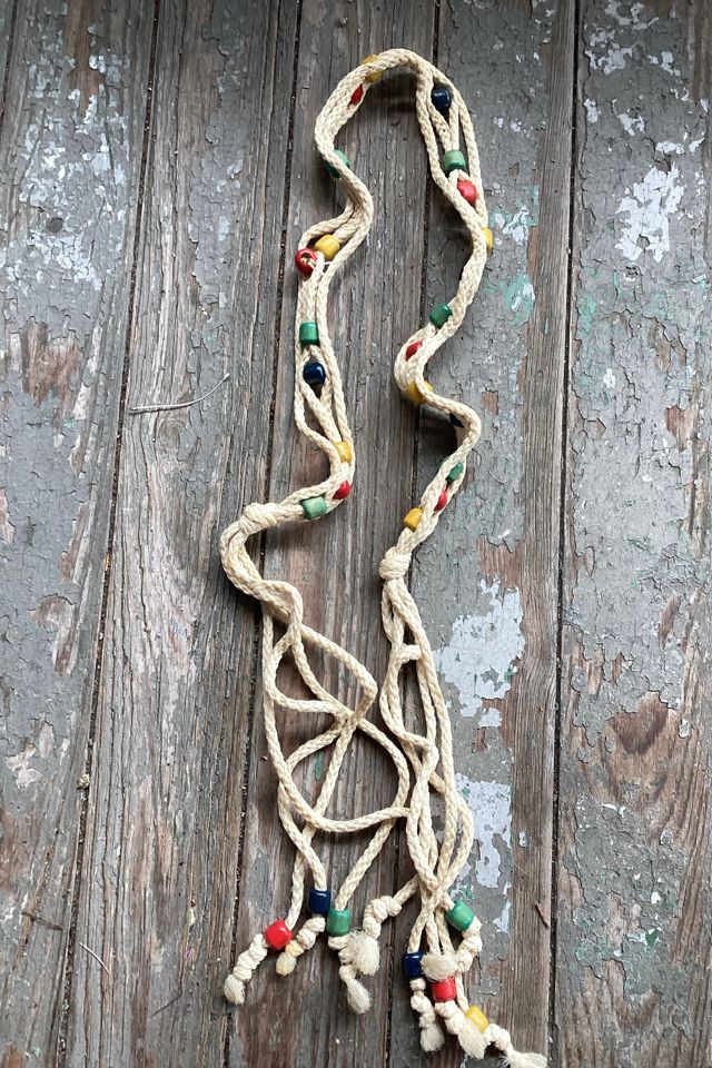 Vintage 1970s Rope and Colored Wooden Block Belt Selected by Cherry #1