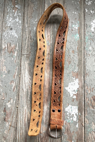 Vintage 1970s Tooled Leather Artisan Belt Selected by Cherry