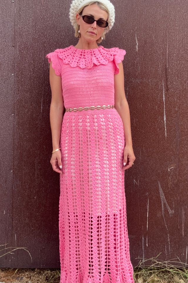 Vintage 1960s Crochet Maxi Dress Selected by Kikos Kloset