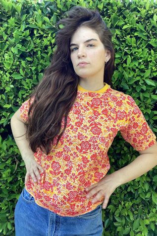 Vintage 1980s Abstract Floral Print Tee Selected by Cherry