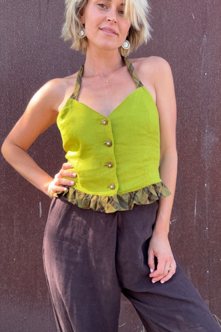 Vintage 1990s Linen Halter Top Selected by Kikos Kloset