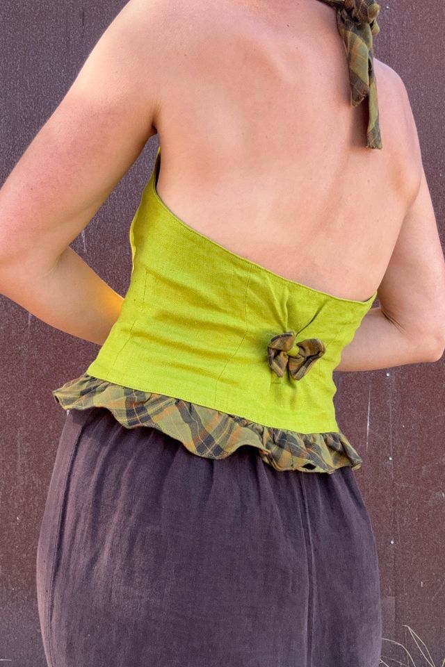 Vintage 1990s Linen Halter Top Selected by Kikos Kloset #3