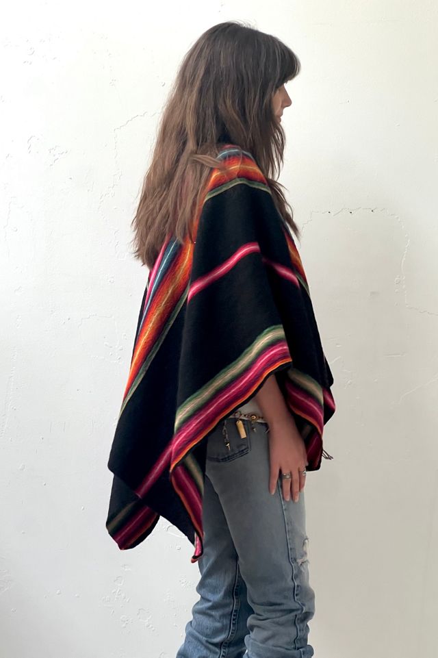 Anna Corinna Reworked Vintage Hand Woven Midnight Wool Poncho #1